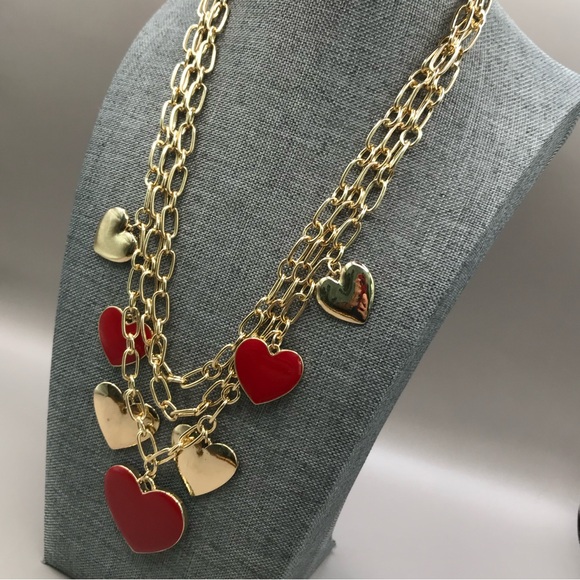 Thalia Sodi Gold-Tone and Red Heart Layered Necklace - Picture 4 of 9